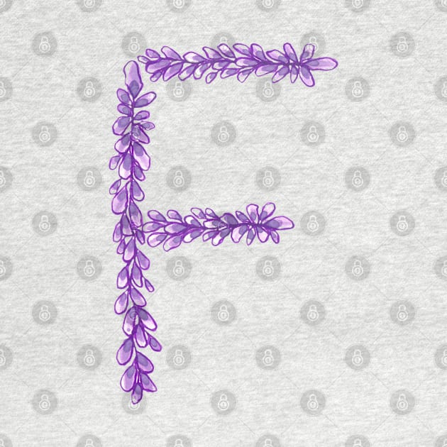 Lavender Letter F Hand Drawn in Watercolor and Ink by EndlessDoodles